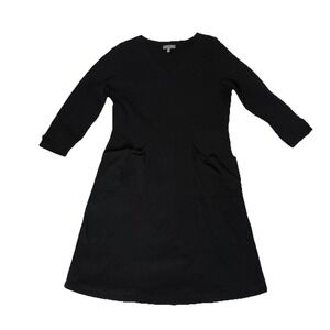 Habitat Clothes To Live Black Dress Midi Sz Small‎ Knit Stretch Pockets Capsule